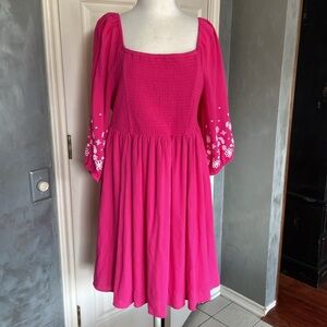 NWT TORRID 2X Embroidered lined Gauze dress color CABARET